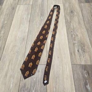 Nwt Vintage Vicky Davis "Checking Up" Doctor Tie silk brown with medical clipboa